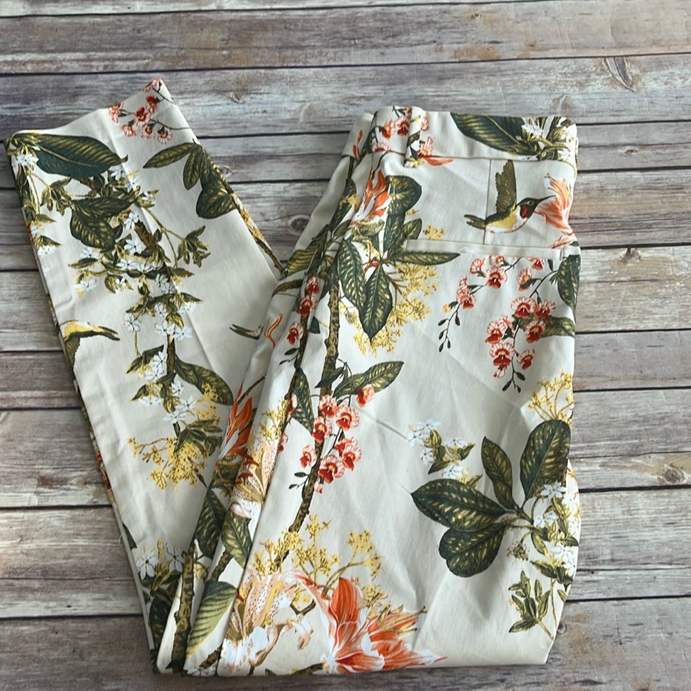 H&M Floral Slacks With Hummingbirds